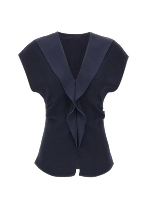 NISSA ruffled-detail V-neck blouse - Blue