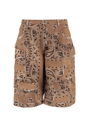 DON'T @ ME bandana-print denim shorts - Neutrals