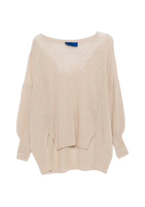 Mes Demoiselles Aera lace V-neck sweater - Neutrals