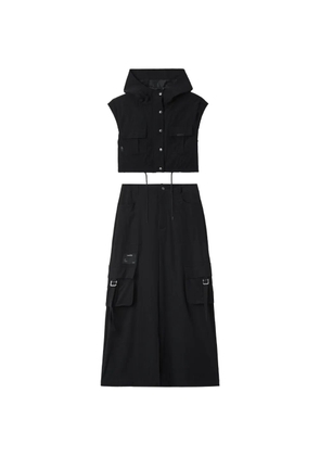 izzue flap-pocket maxi skirt set (set of two) - Black