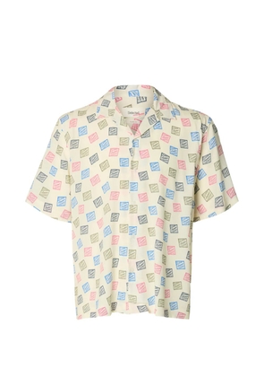 SELECTED stamps print shirt - Neutrals