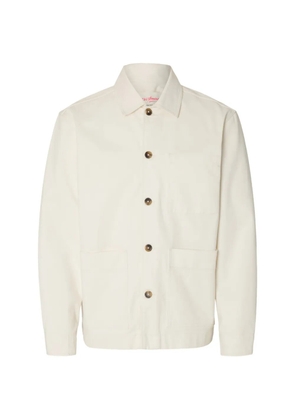 SELECTED buttoned graphic-print overshirt - Neutrals