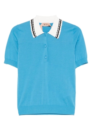 Nº21 crystal-embellished polo top - Blue