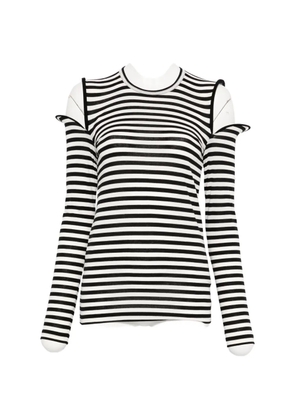 Junya Watanabe striped cold-shoulder top - White