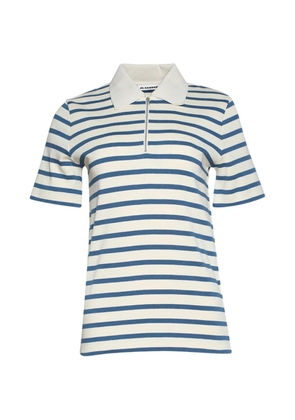 Jil Sander striped-pattern zip-collar polo shirt - Neutrals