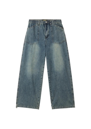 Mini Cream patch-pocket wide-leg jeans - Blue