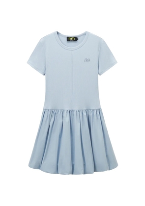 Mini Cream panelled mini dress - Blue