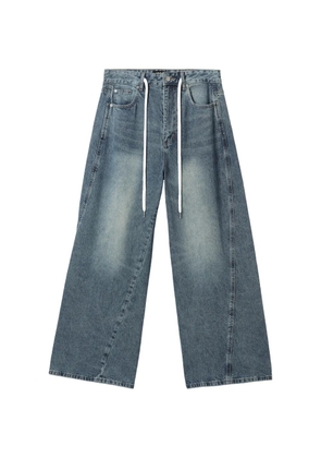 Mini Cream drawstring wide-leg jeans - Blue