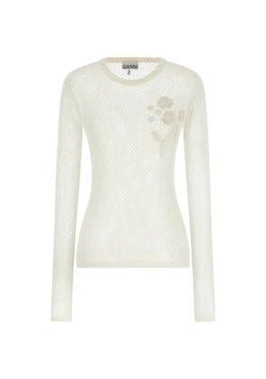 GANNI floral pointelle sweater - Neutrals