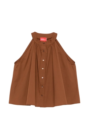 Merci button halterneck top - Brown