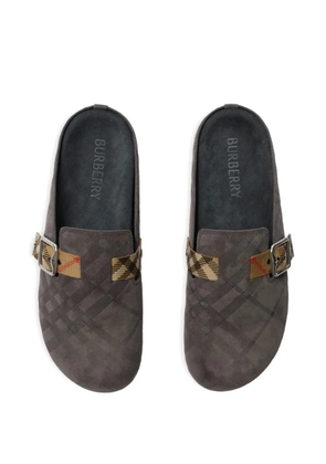 Burberry Check suede Urchin clogs - Grey