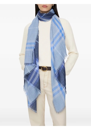Burberry reversible Check wool silk scarf - Blue