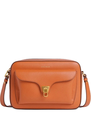 Coccinelle large Beat front-pocket leather shoulder bag - Orange
