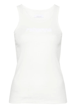 Rabanne logo-patch ribbed tank top - White