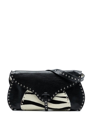 Celine Pre-Owned 2000 Studded Leather and Pony Hair Zebra Print Poulbot shoulder bag - Black