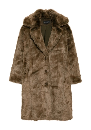 Cynthia Rowley buttoned-up faux fur coat - Brown