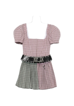Chopova Lowena Carly tartan belted mini dress - Pink