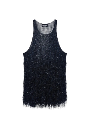 Giorgio Armani sequin-embellished fringed top - Blue