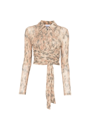 GANNI tie waist shirt - Neutrals