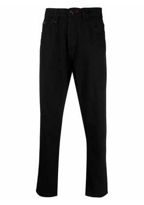 Philipp Plein logo-patch detail trousers - Black