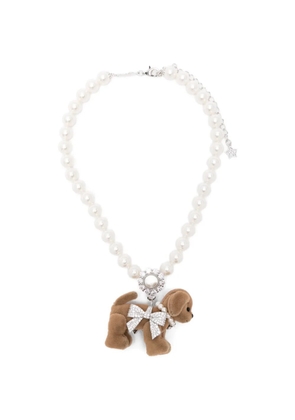 YVMIN Pave Bowknot Puppy necklace - Silver