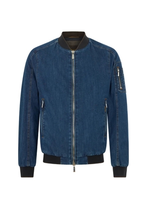 Moorer zip ribbed denim jacket - Blue