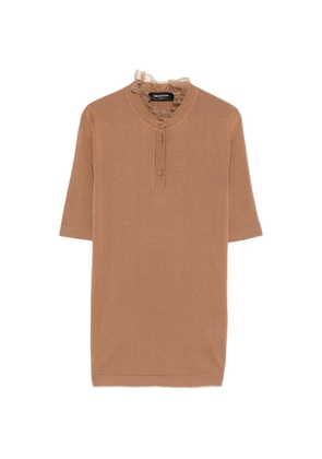 Fabiana Filippi ruffled buttoned T-shirt - Brown