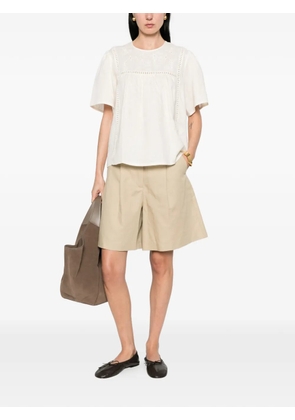 Weekend Max Mara floral-embroidered panelled top - Neutrals