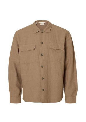 SELECTED flap-pocket buttoned overshirt - Brown