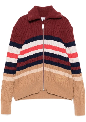 Maison Kitsuné striped cable zipped cardigan - Red