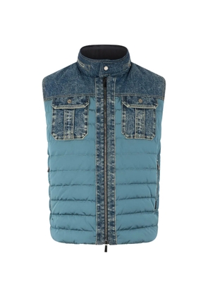 Moorer denim-inserts padded vest - Blue