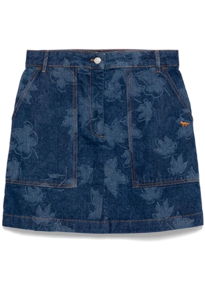 Maison Kitsuné falling leaves laser print mini skirt - Blue