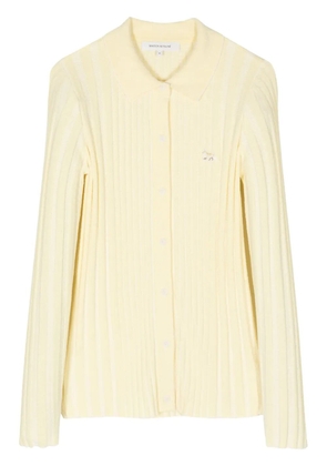 Maison Kitsuné Baby Fox-embroidered ribbed cardigan - Yellow
