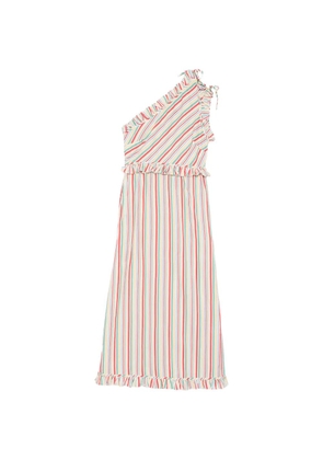 Rixo ruffled striped one-shoulder dress - Neutrals