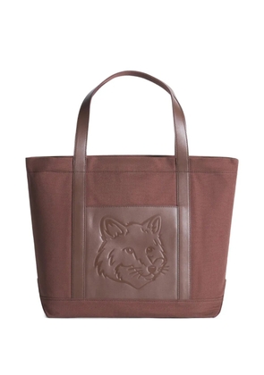 Maison Kitsuné large Fox Head tote bag - Brown