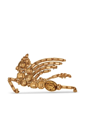 ETRO Pegaso crystal-embellished brooch - Gold