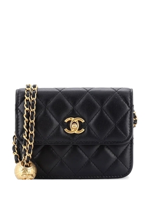 CHANEL Pre-Owned Pearl Crush Flap Clutch with Chain Quilted Lambskin Mini crossbody bag - Black