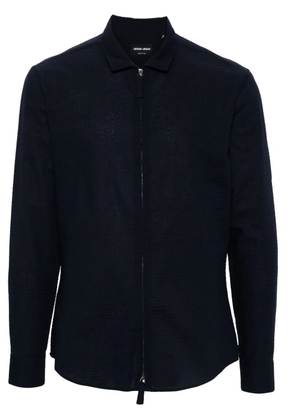 Giorgio Armani seersucker zip shirt - Blue