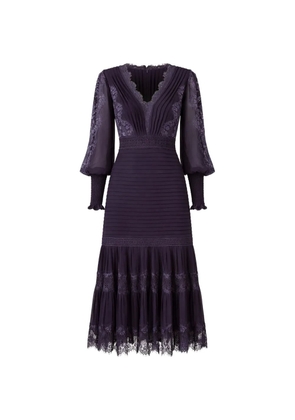 Tadashi Shoji Nyssa lace pleated midi dress - Purple