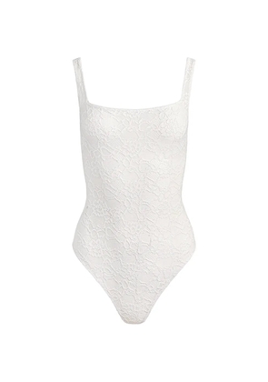 alice + olivia Annika lace square-neck bodysuit - White