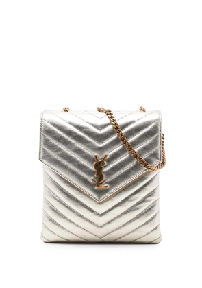 Saint Laurent Pre-Owned 2021 Metallic Lambskin Monogram Chevron Double Flap crossbody bag - Gold