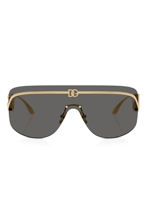 Dolce & Gabbana Eyewear logo-plaque shield sunglasses - Gold