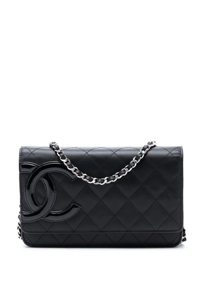CHANEL Pre-Owned 2014 Quilted Lambskin Cambon Ligne Wallet On Chain crossbody bag - Black