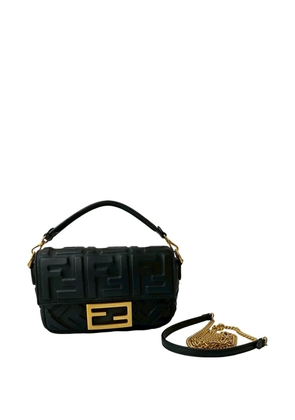 Fendi Pre-Owned 2010-2026 Mini Zucca Embossed Leather Baguette satchel - Black