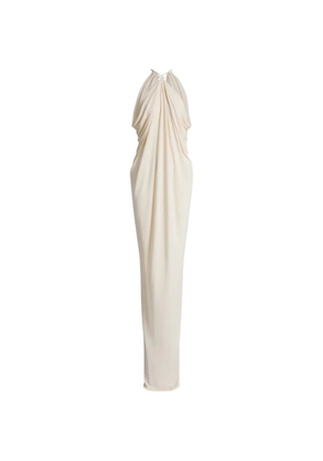 Alberta Ferretti halterneck draped maxi dress - Neutrals