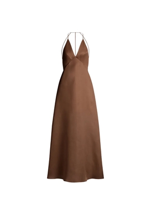 Alberta Ferretti V-neck open-back maxi dress - Brown