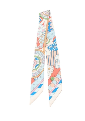Hermès Pre-Owned 2010-2025 Les Murmures De La Foret Silk Twilly Scarf scarves - White