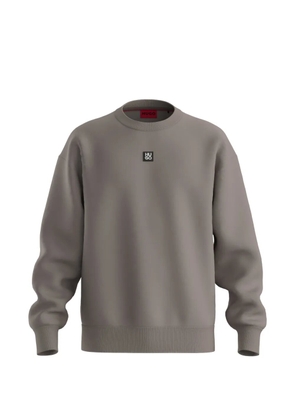 HUGO Dettil crew-neck logo-patch sweatshirt - Brown