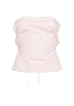 MSGM lace-trim tie-fastening top - Pink