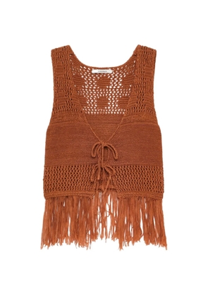 MALIPARMI fringed top - Brown